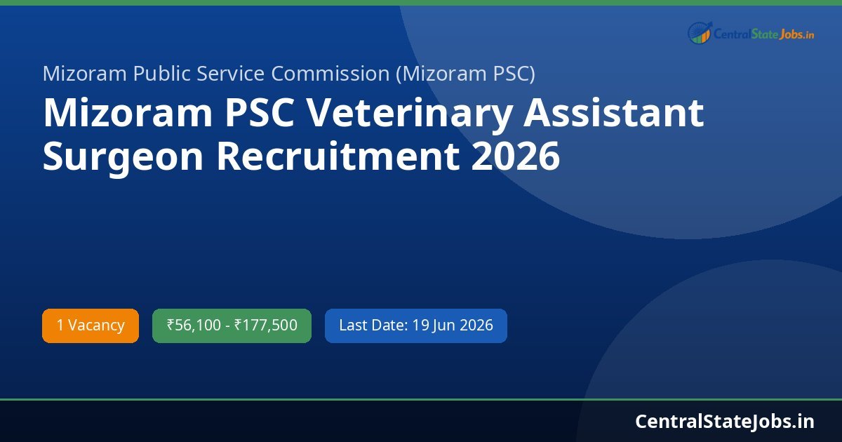 Mizoram PSC Veterinary Assistant Surgeon Recruitment 2026