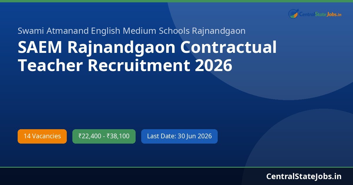 SAEM Rajnandgaon Contractual Teacher Recruitment 2026