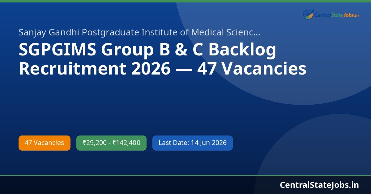 SGPGIMS Group B & C Backlog Recruitment 2026 — 47 Vacancies