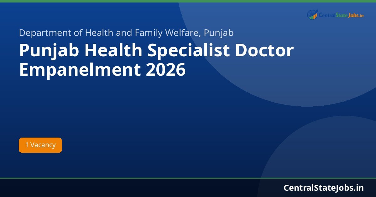 Punjab Health Specialist Doctor Empanelment 2026