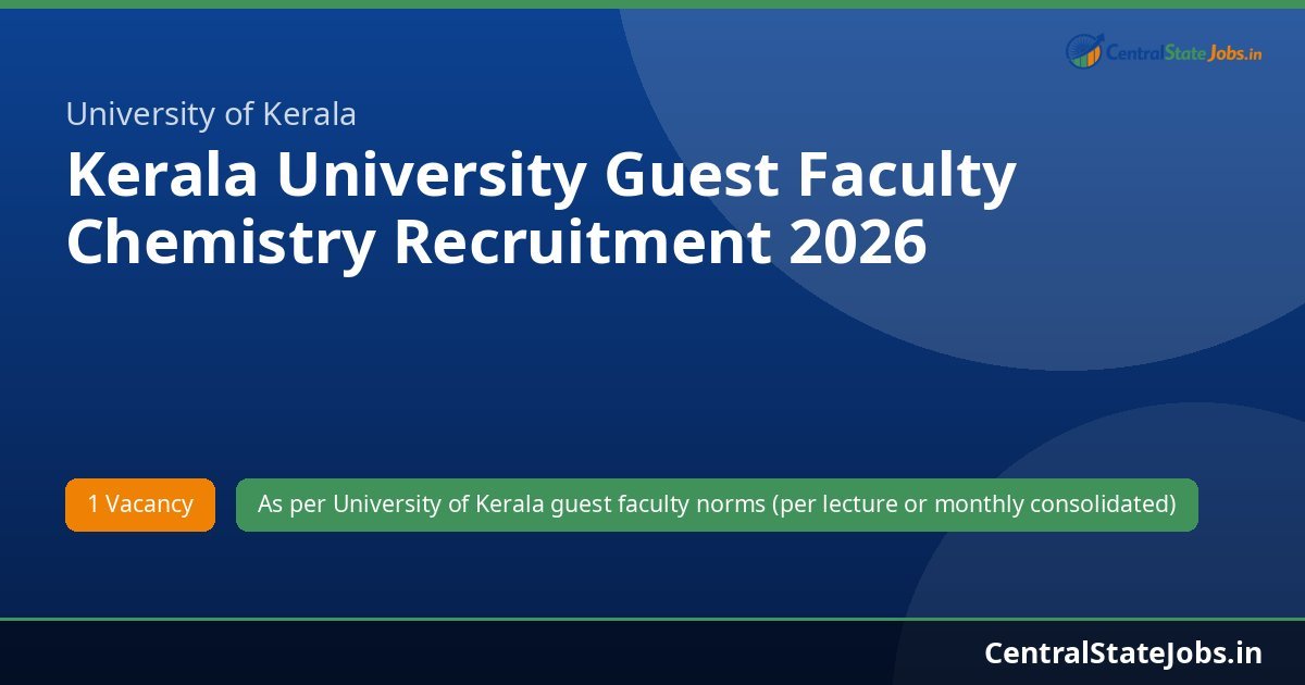 Kerala University Guest Faculty Chemistry Recruitment 2026