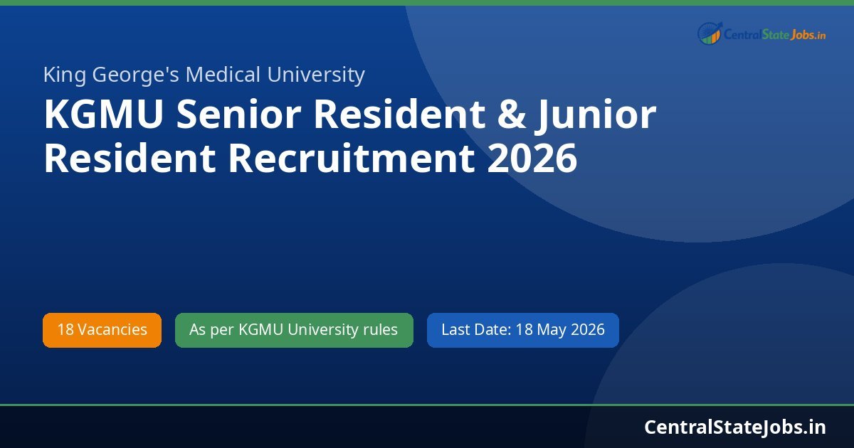 KGMU Senior Resident & Junior Resident Recruitment 2026