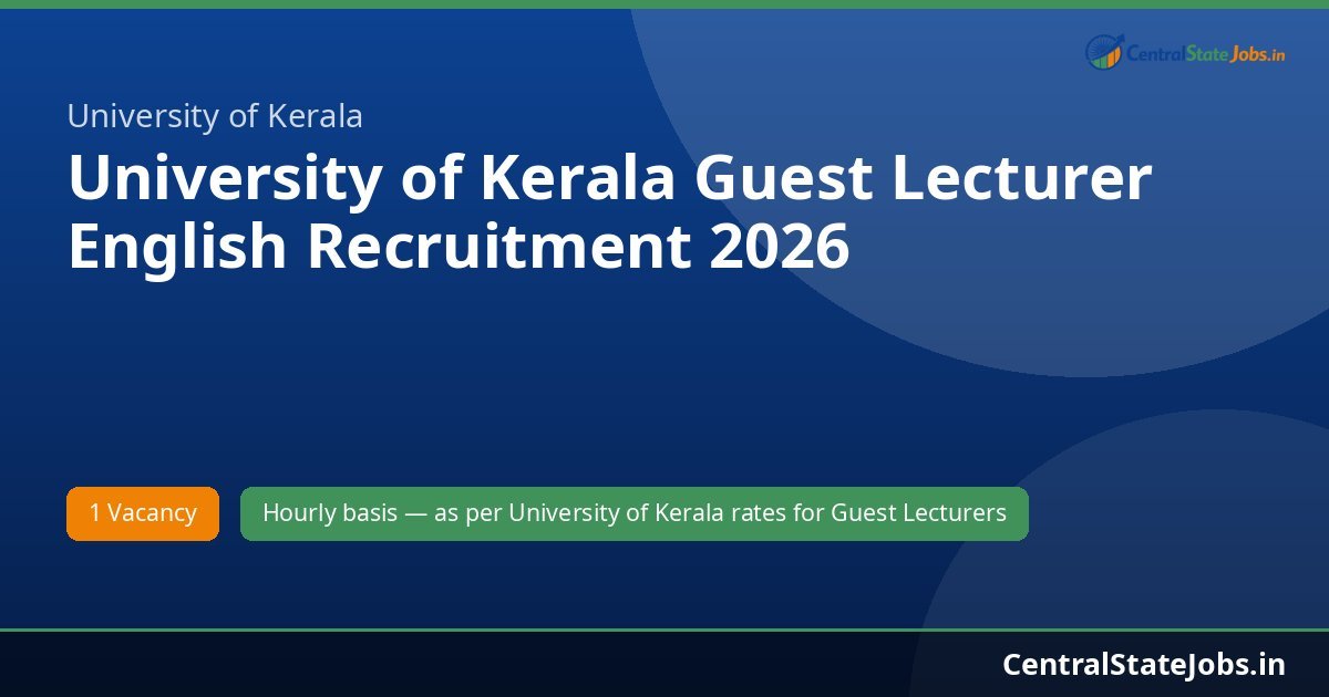 University of Kerala Guest Lecturer English Recruitment 2026