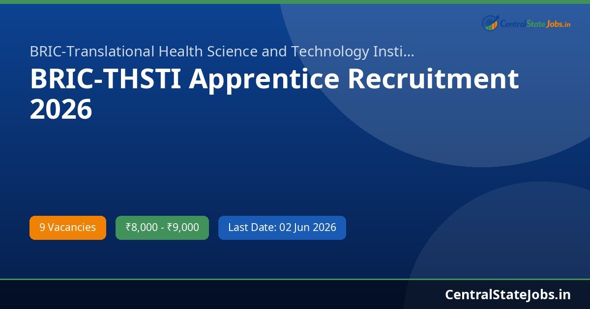 BRIC-THSTI Apprentice Recruitment 2026