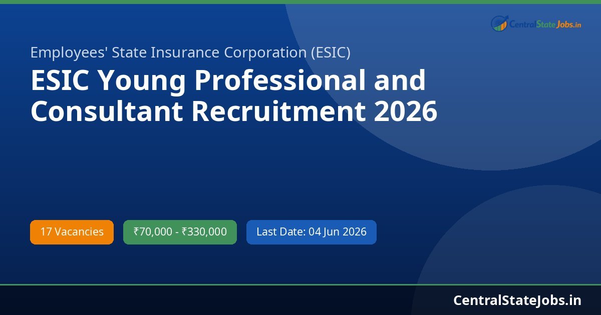 ESIC Young Professional and Consultant Recruitment 2026