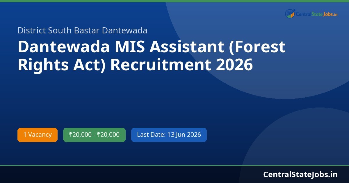 Dantewada MIS Assistant (Forest Rights Act) Recruitment 2026