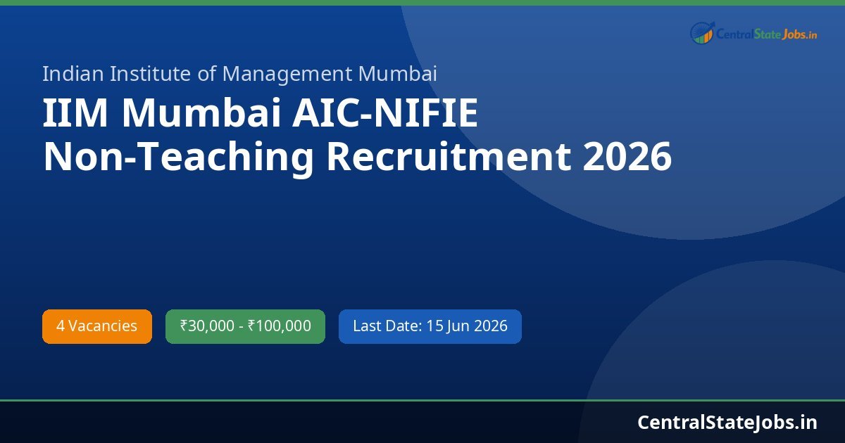 IIM Mumbai AIC-NIFIE Non-Teaching Recruitment 2026