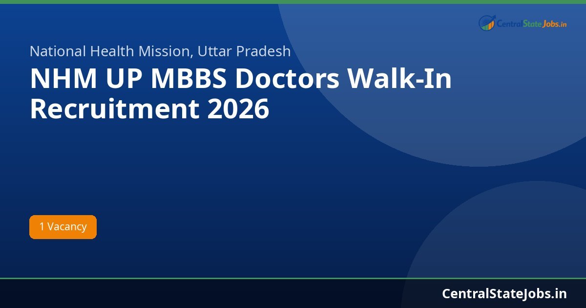 NHM UP MBBS Doctors Walk-In Recruitment 2026