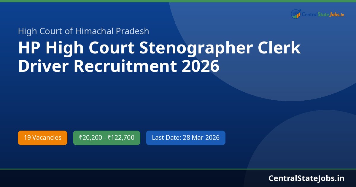 HP High Court Stenographer Clerk Driver Recruitment 2026