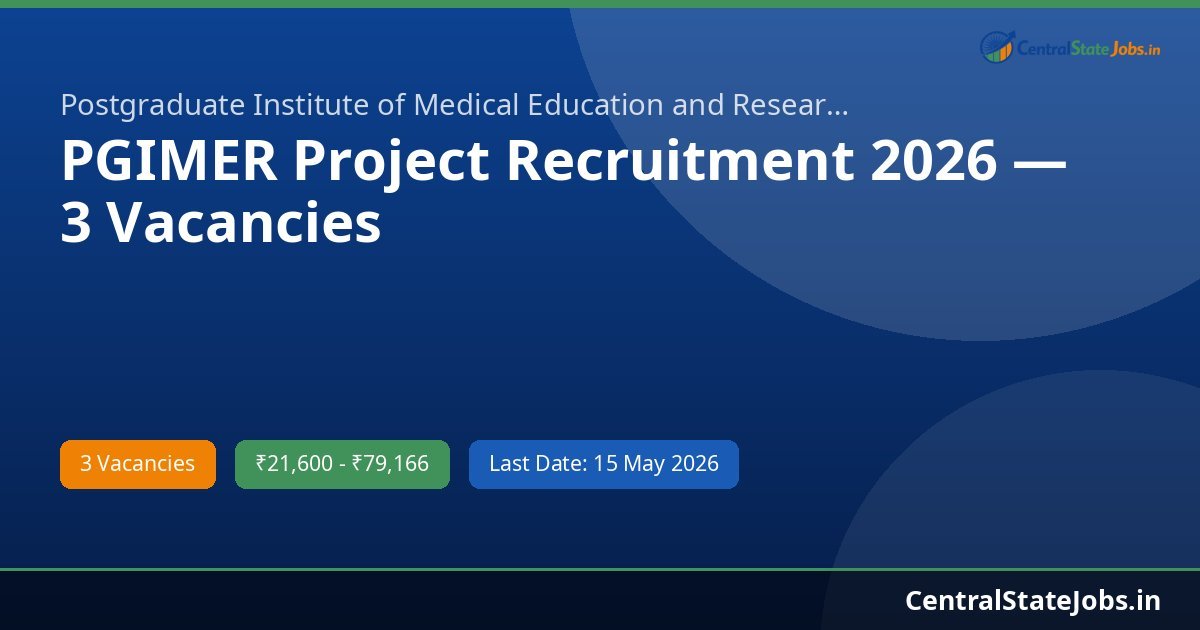 PGIMER Project Recruitment 2026 — 3 Vacancies