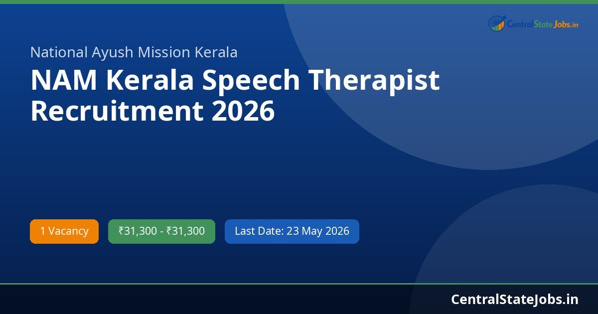 NAM Kerala Speech Therapist Recruitment 2026