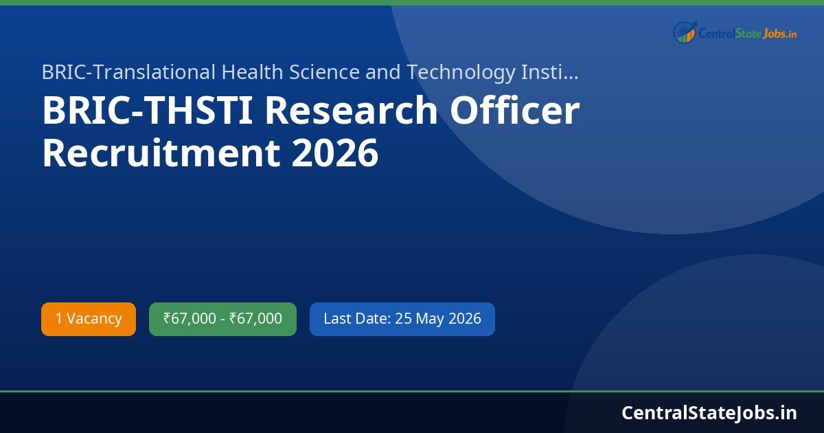 BRIC-THSTI Research Officer Recruitment 2026