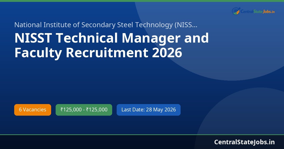 NISST Technical Manager and Faculty Recruitment 2026
