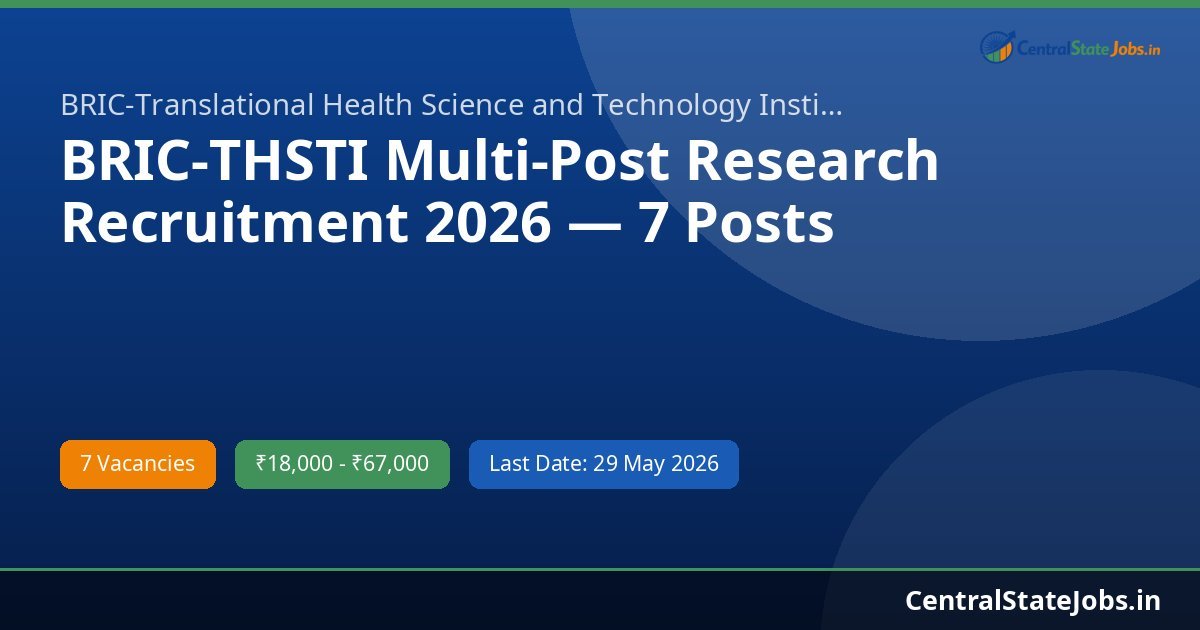 BRIC-THSTI Multi-Post Research Recruitment 2026 — 7 Posts