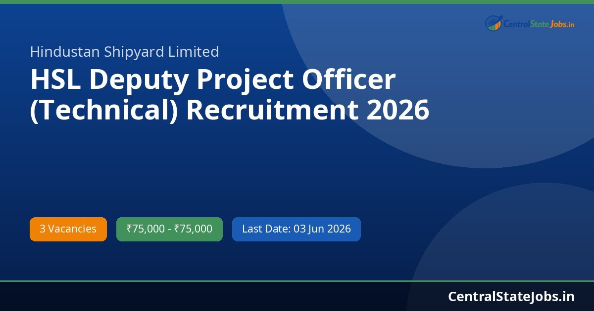 HSL Deputy Project Officer (Technical) Recruitment 2026