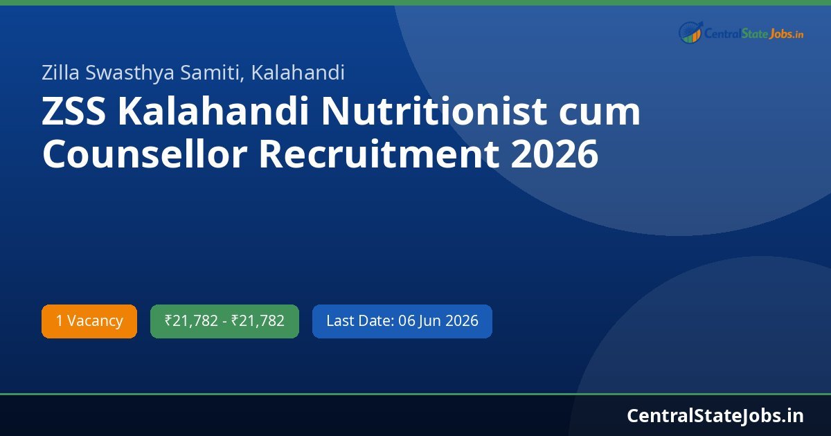 ZSS Kalahandi Nutritionist cum Counsellor Recruitment 2026