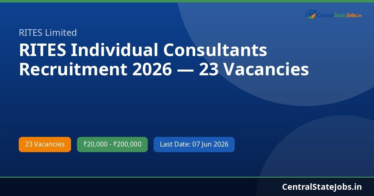 RITES Individual Consultants Recruitment 2026 — 23 Vacancies