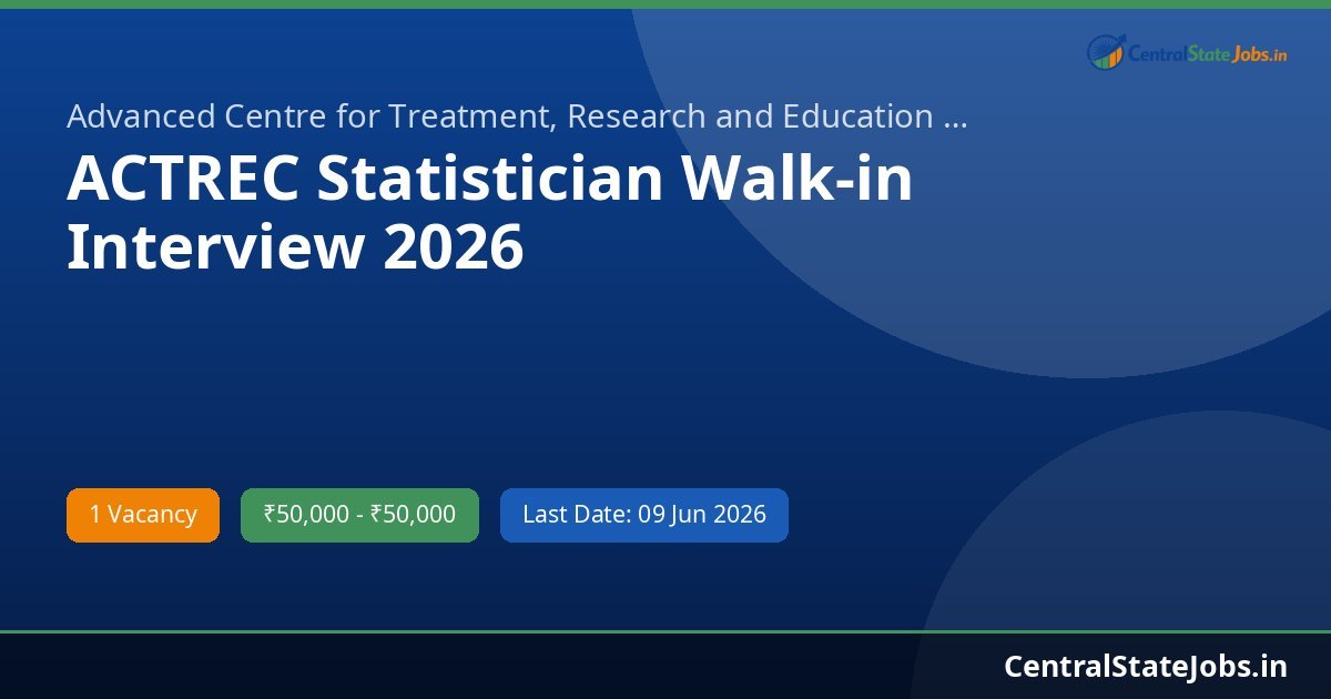 ACTREC Statistician Walk-in Interview 2026