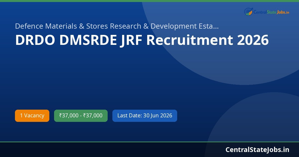 DRDO DMSRDE JRF Recruitment 2026