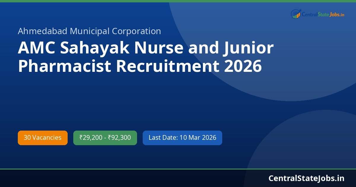AMC Sahayak Nurse and Junior Pharmacist Recruitment 2026