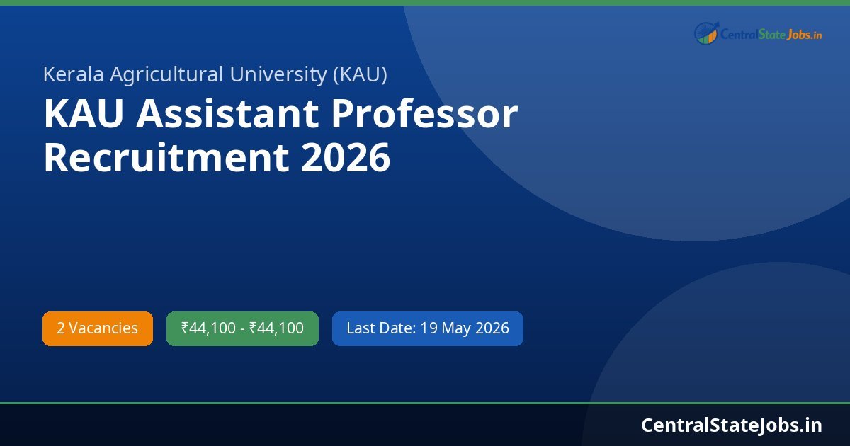 KAU Assistant Professor Recruitment 2026