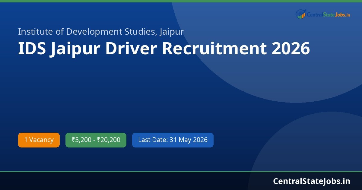 IDS Jaipur Driver Recruitment 2026