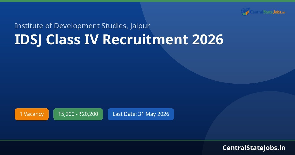 IDSJ Class IV Recruitment 2026