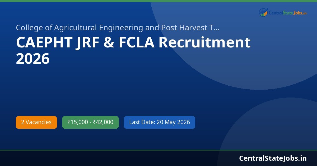 CAEPHT JRF & FCLA Recruitment 2026
