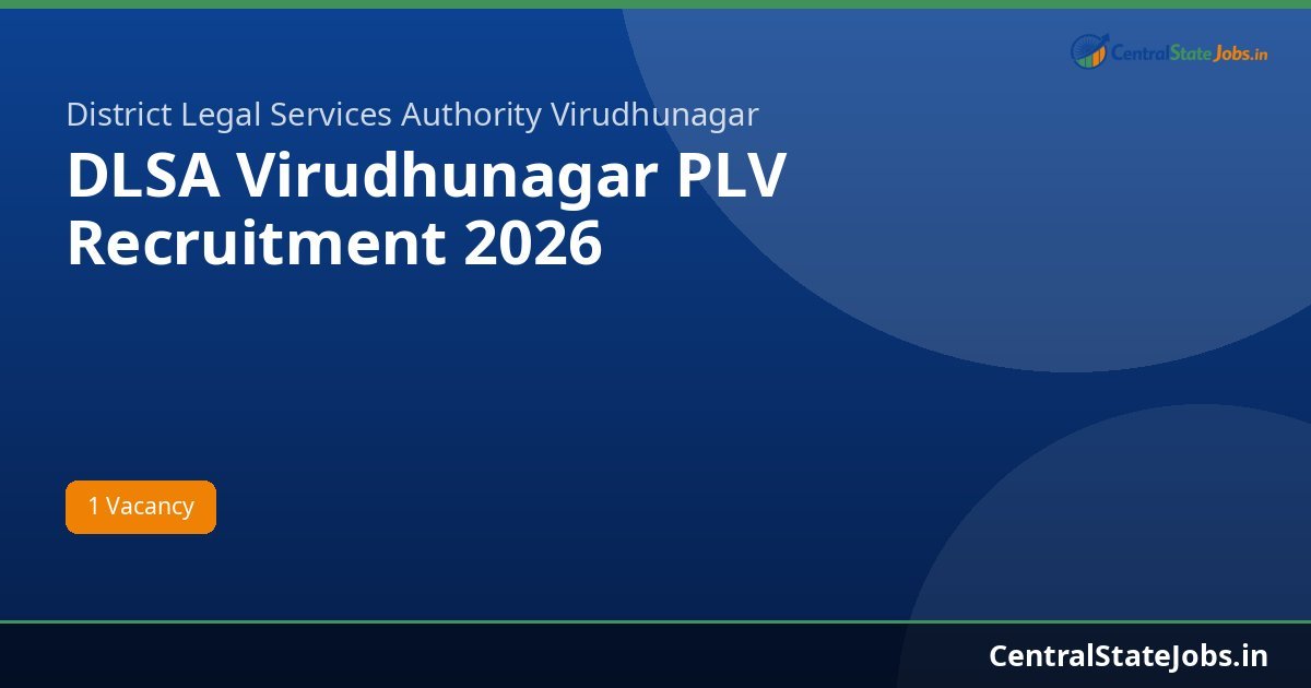 DLSA Virudhunagar PLV Recruitment 2026