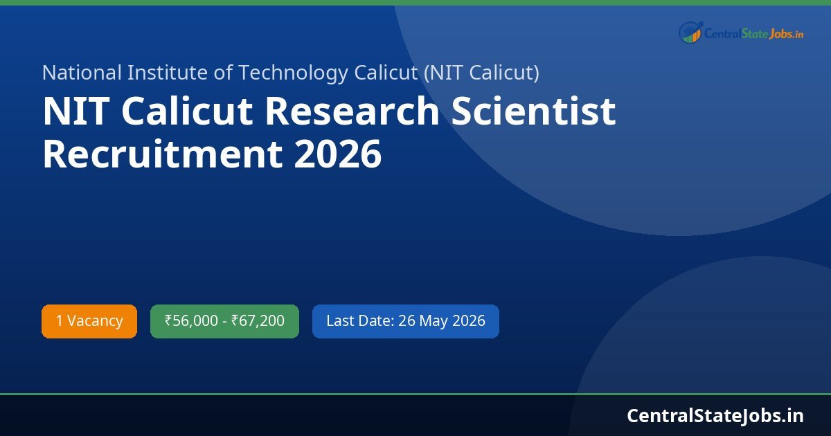 NIT Calicut Research Scientist Recruitment 2026