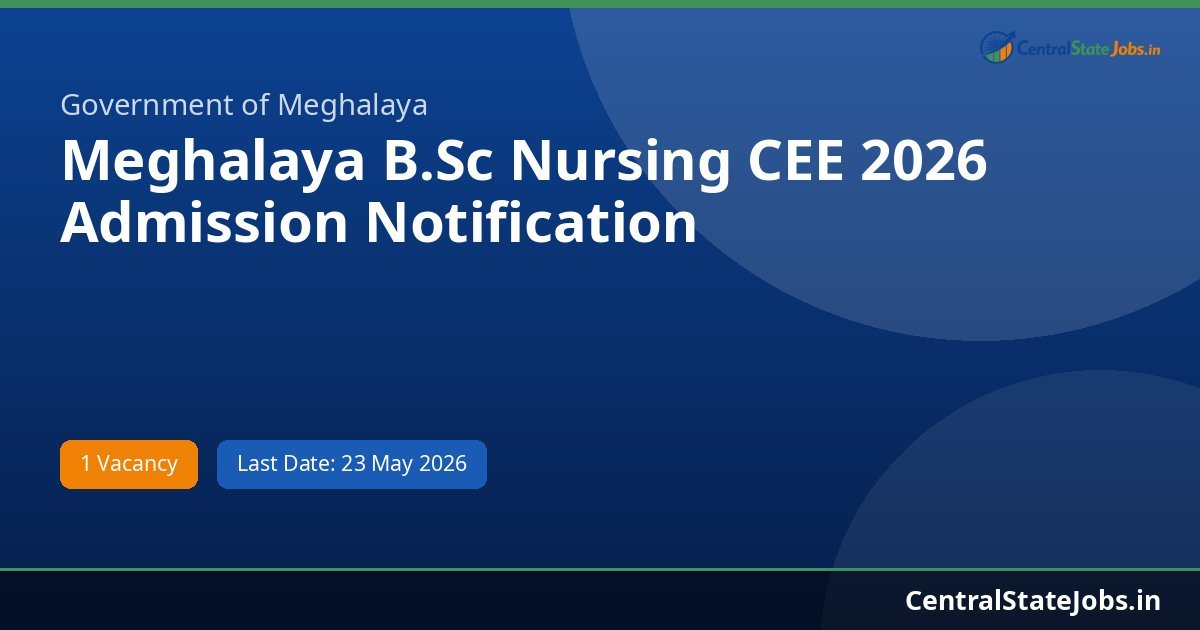 Meghalaya B.Sc Nursing CEE 2026 Admission Notification