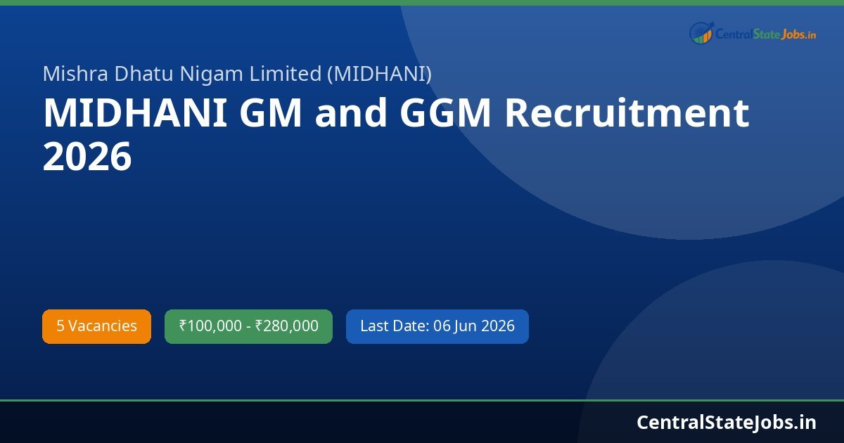 MIDHANI GM and GGM Recruitment 2026