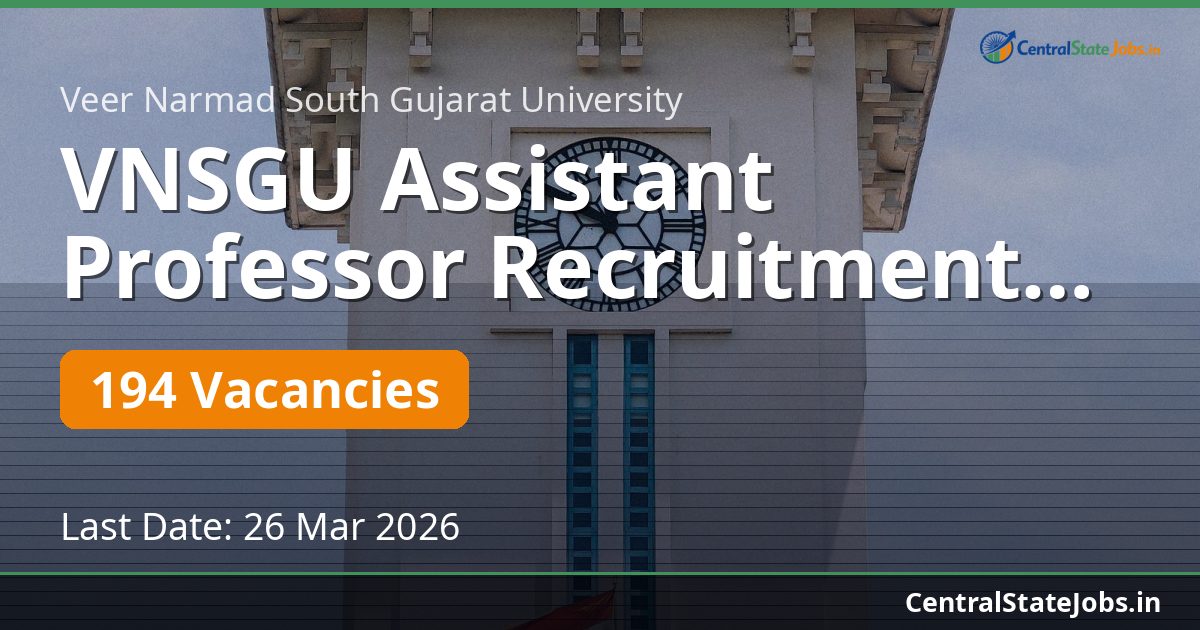 VNSGU Assistant Professor Recruitment 2026