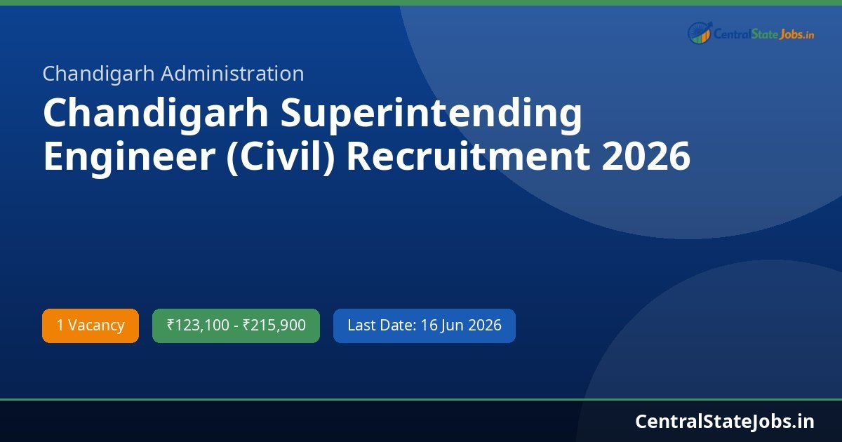 Chandigarh Superintending Engineer (Civil) Recruitment 2026