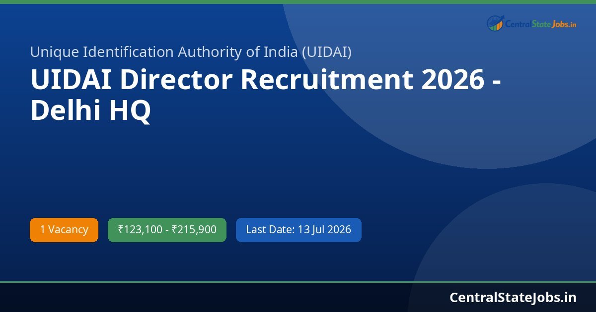 UIDAI Director Recruitment 2026 - Delhi HQ