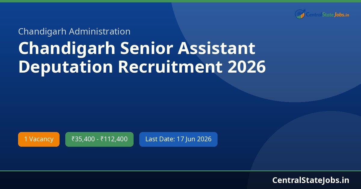 Chandigarh Senior Assistant Deputation Recruitment 2026