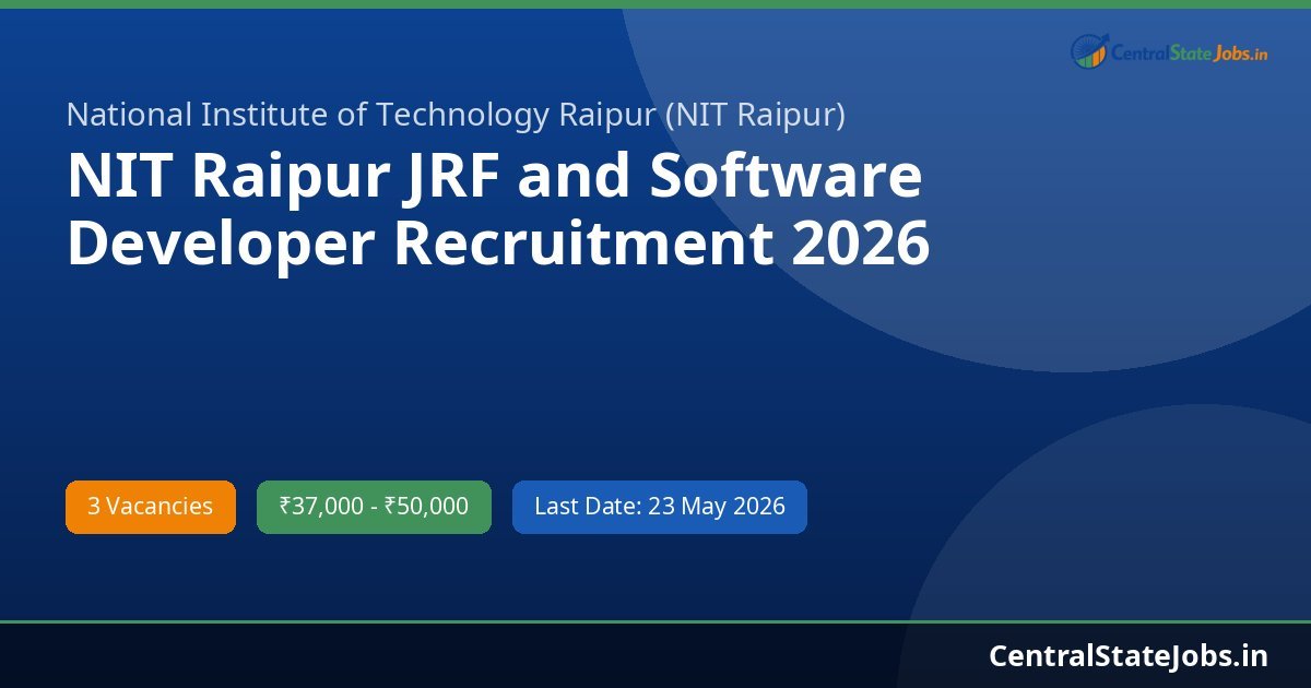 NIT Raipur JRF and Software Developer Recruitment 2026