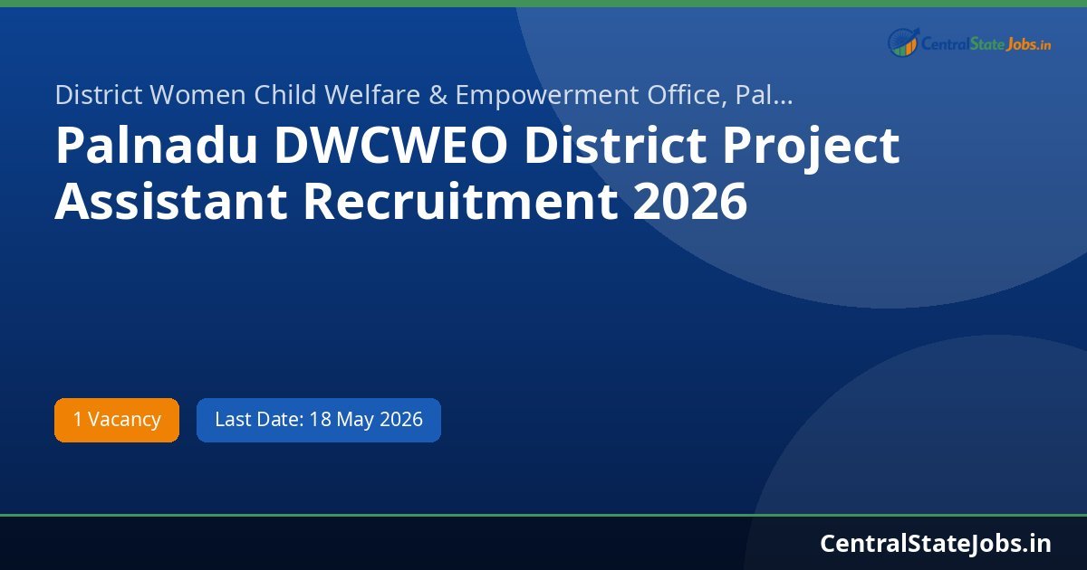 Palnadu DWCWEO District Project Assistant Recruitment 2026