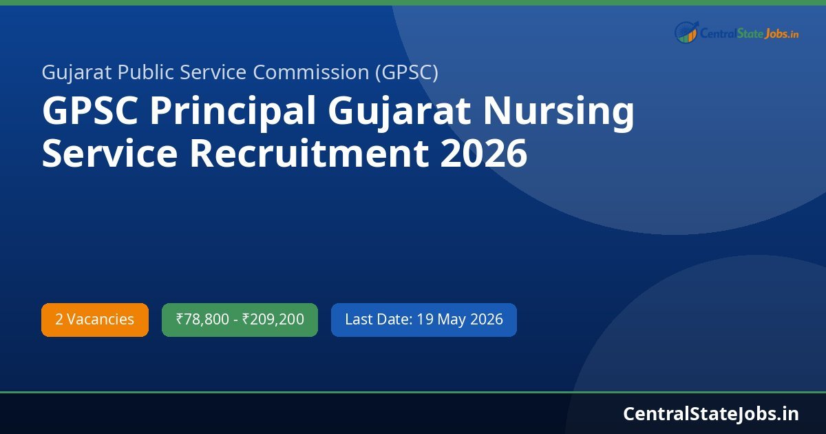 GPSC Principal Gujarat Nursing Service Recruitment 2026