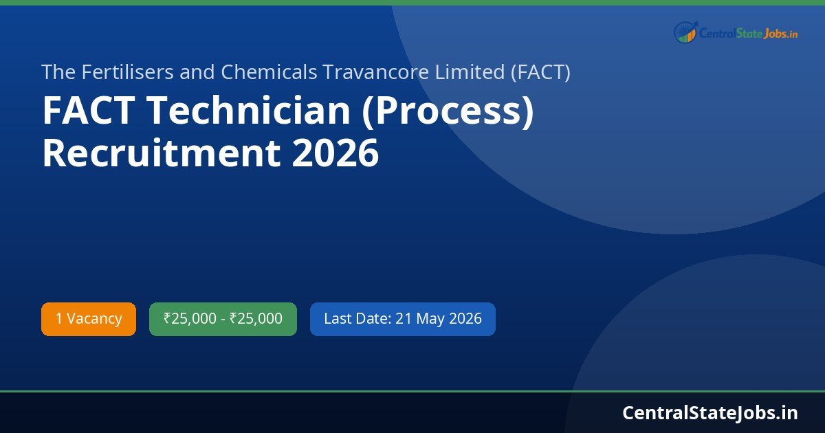 FACT Technician (Process) Recruitment 2026