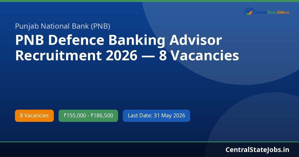 PNB Defence Banking Advisor Recruitment 2026 — 8 Vacancies