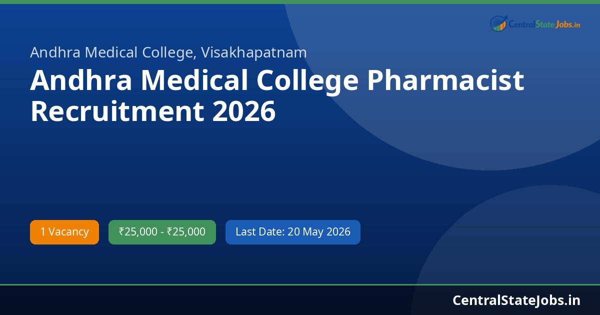 Andhra Medical College Pharmacist Recruitment 2026