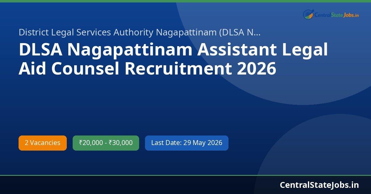 DLSA Nagapattinam Assistant Legal Aid Counsel Recruitment 2026