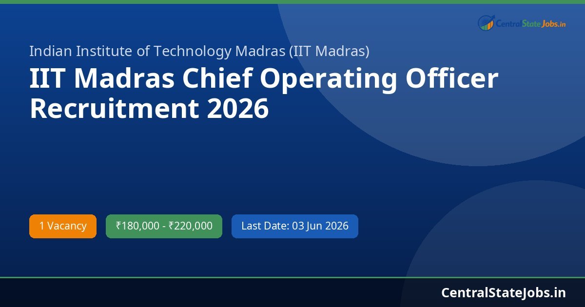 IIT Madras Chief Operating Officer Recruitment 2026