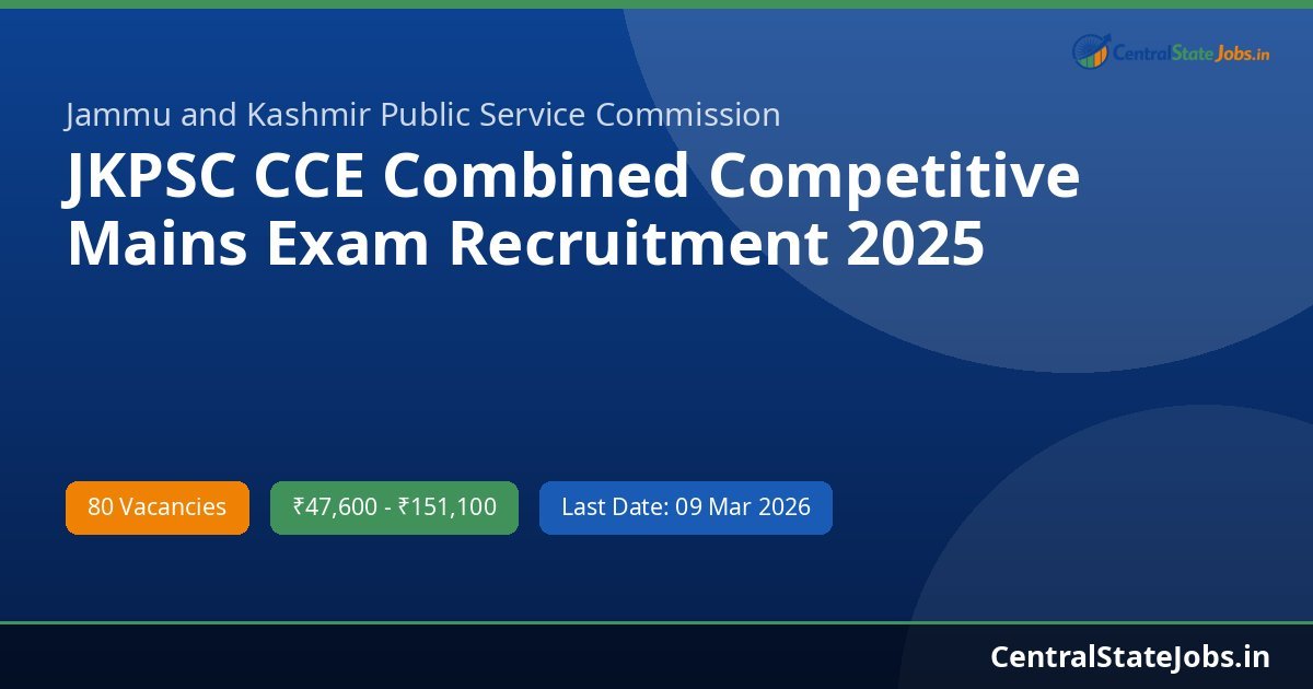 JKPSC CCE Combined Competitive Mains Exam Recruitment 2025