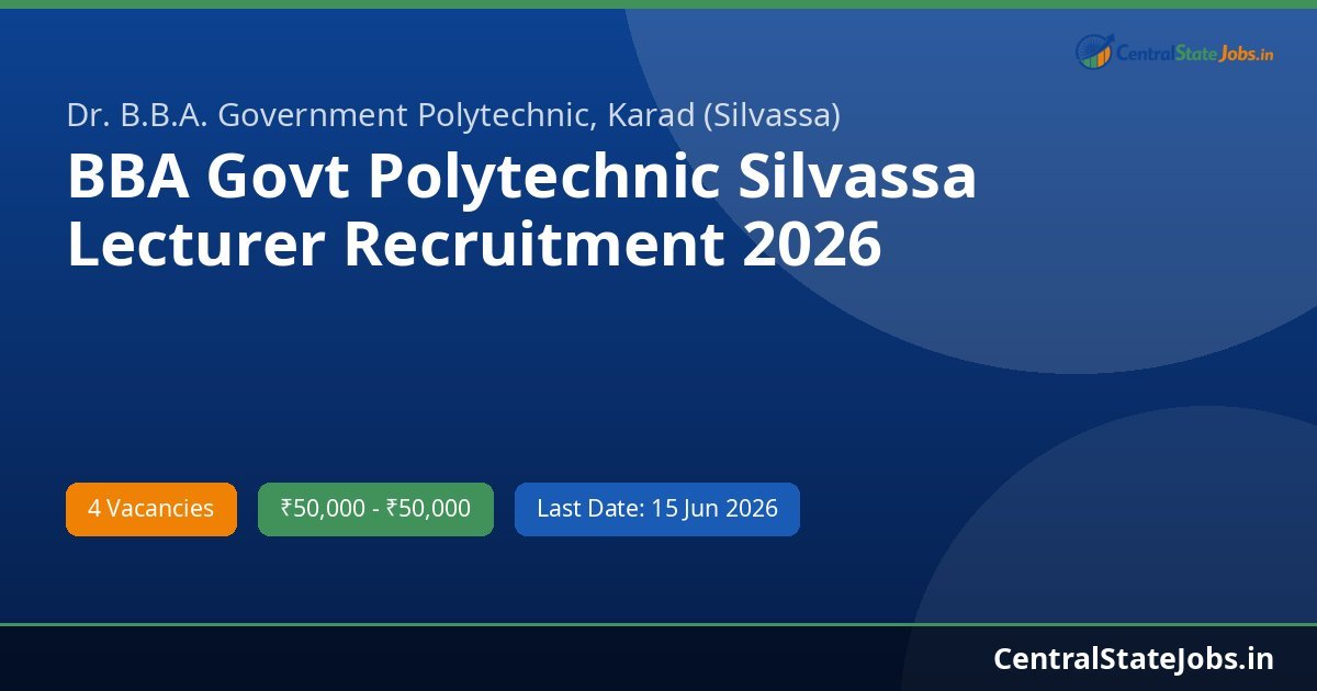 BBA Govt Polytechnic Silvassa Lecturer Recruitment 2026