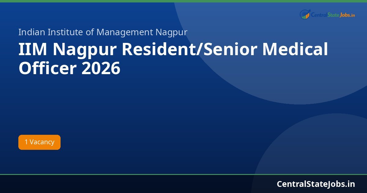 IIM Nagpur Resident/Senior Medical Officer 2026