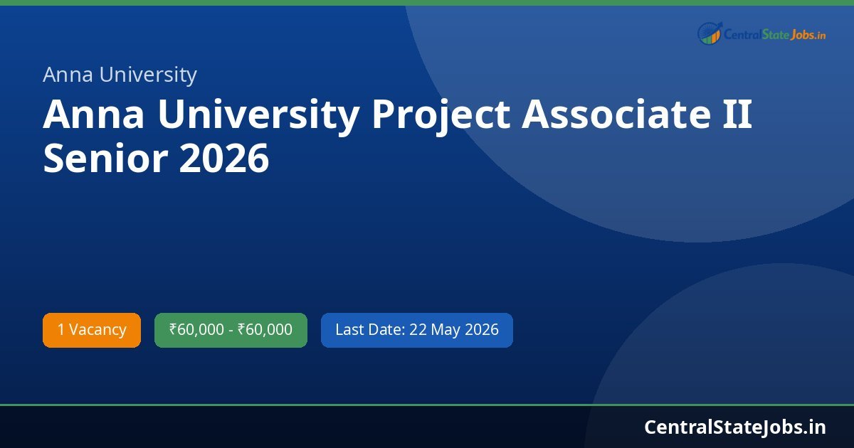 Anna University Project Associate II Senior 2026