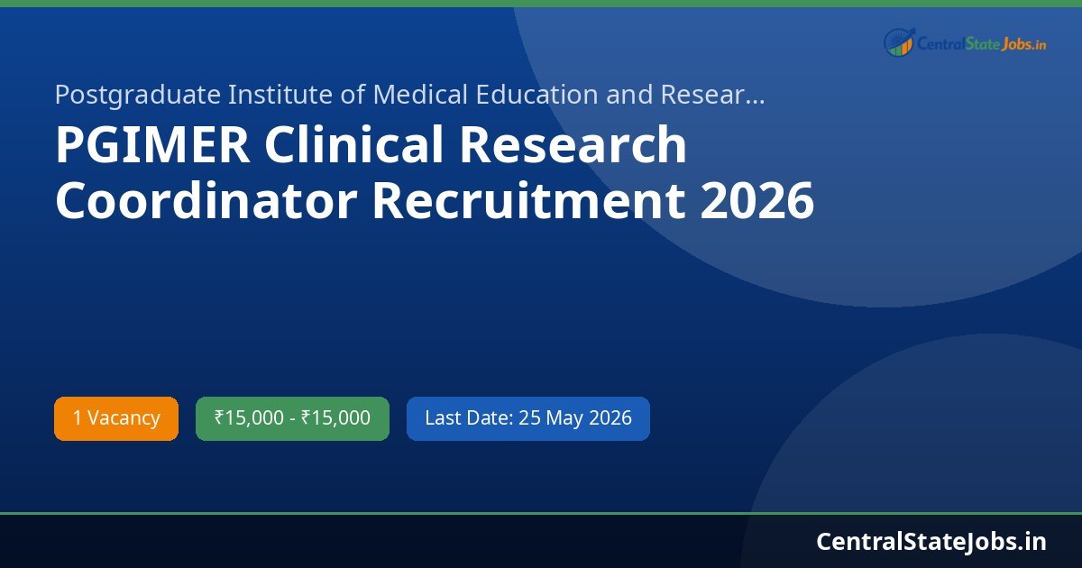 PGIMER Clinical Research Coordinator Recruitment 2026