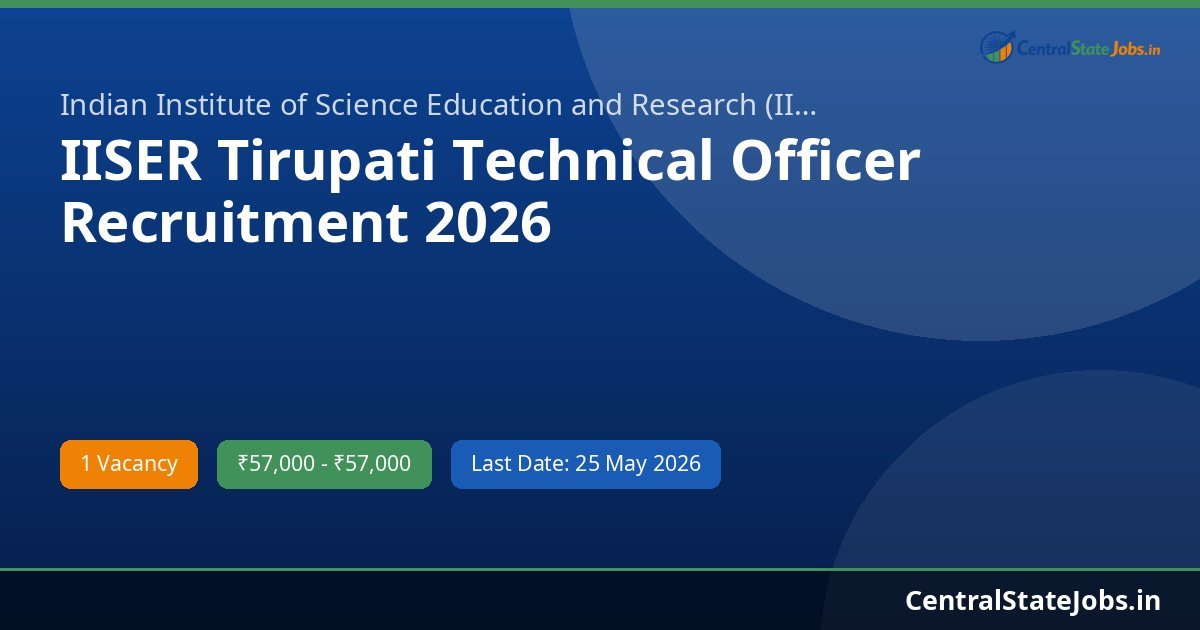 IISER Tirupati Technical Officer Recruitment 2026